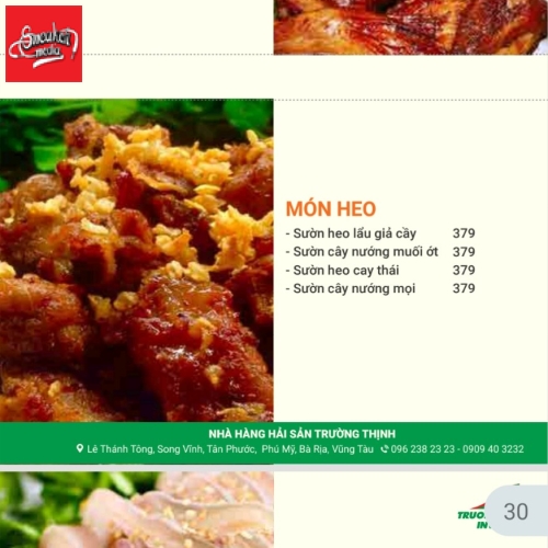 MENU CỦA QUÁN 