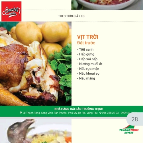 MENU CỦA QUÁN 