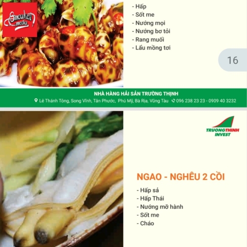MENU CỦA QUÁN 